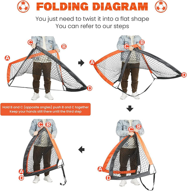 Simple Deluxe 4‘x3’ Portable Soccer Goal, Pop Up Folding Soccer Net Comes with 2 Oxford Cloth Bags and 8 Stakes, Great for Training for Backyard