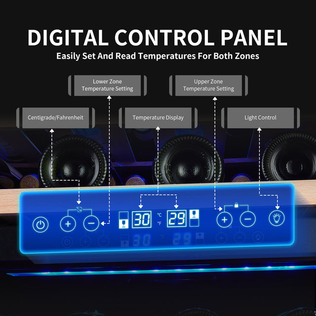 SOTOLA 24 inch 46 Bottle Wine Cooler Cabinet Beverage Fridge Small Wine Cellar Soda Beer Counter Top Bar Quiet Operation Compressor Freestanding Clear Glass Door for Office