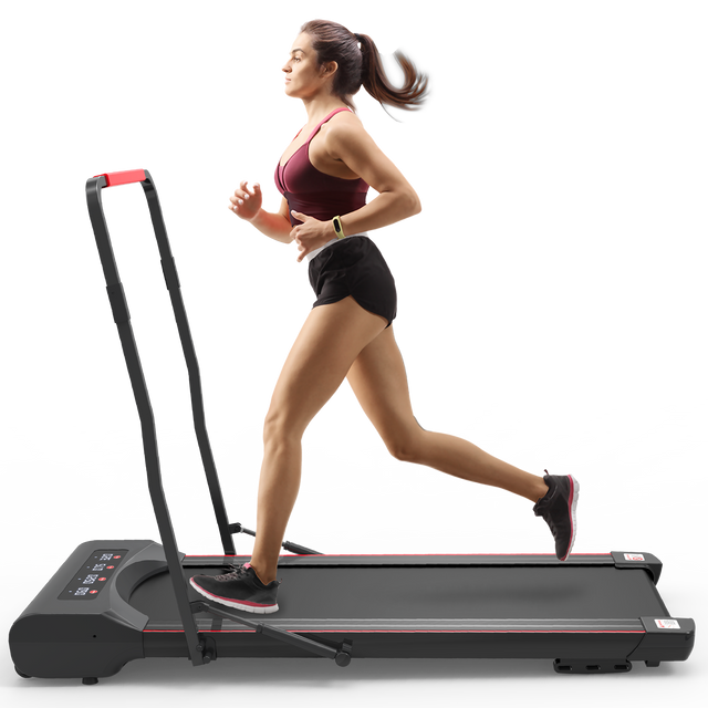 Under Desk Walking Pad Treadmill Foldable with Handlebar Remote Controll