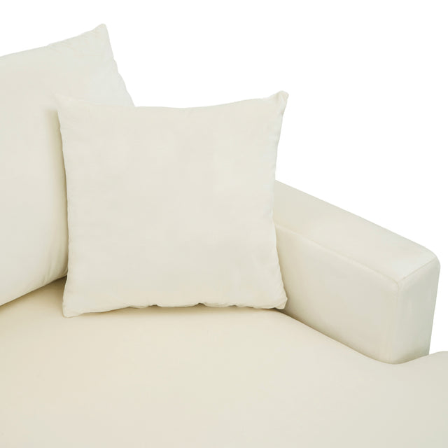 【EAT 3.10】110.6" Sectional Sofa with Ottoman, L-Shape Elegant Velvet Upholstered Couch with 2 Pillows for Living Room Apartment,Cream White