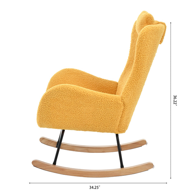 Rocking Chair - with rubber leg and cashmere fabric, suitable for living room and bedroom