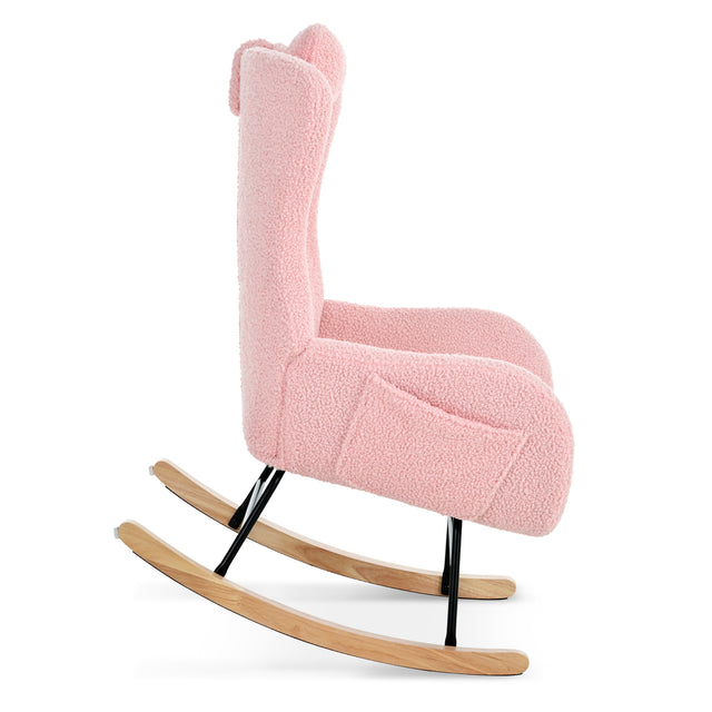Rocking Chair - with rubber leg and cashmere fabric, suitable for living room and bedroom