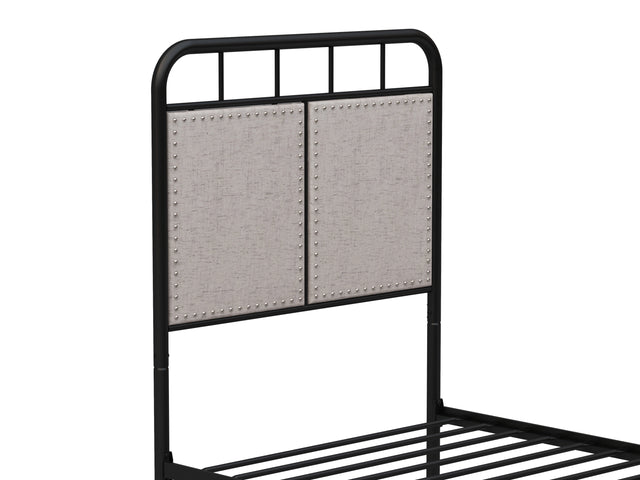 Twin Size Linen Upholstered Platform Metal Bed Frame with fabric Headboard and Footboard