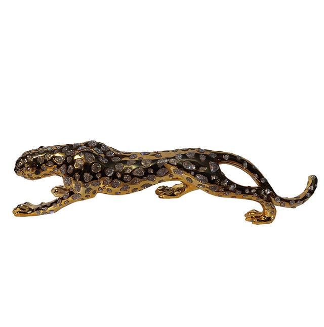 Ambrose Diamond Encrusted Gold Plated Panther (29"L x 7"W x 8"H)
