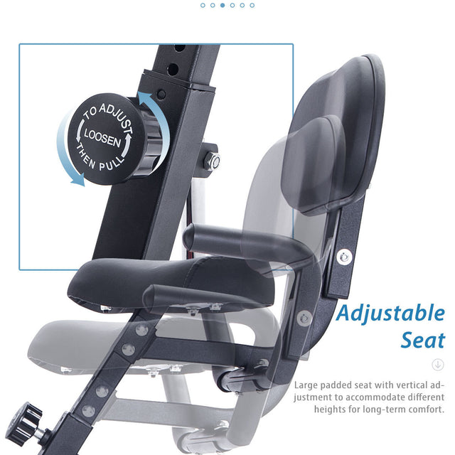 Folding Exercise Bike, Fitness Upright and Recumbent X-Bike with 10-Level Adjustable Resistance, Arm Bands and Backrest