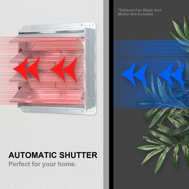 iPower 18-Inch Square Aluminum Automatic Gravity Shutter Louver Vent, Silver