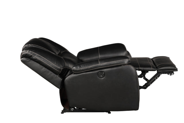 Hong Kong Power Reclining Chair made with Faux Leather in Black