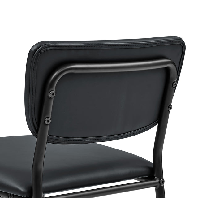 Pu Faux Leather Counter Stools Set of 2, Pub Counter Stool with Back and Footrest, Black (17.5"x19.25“x34.5”)