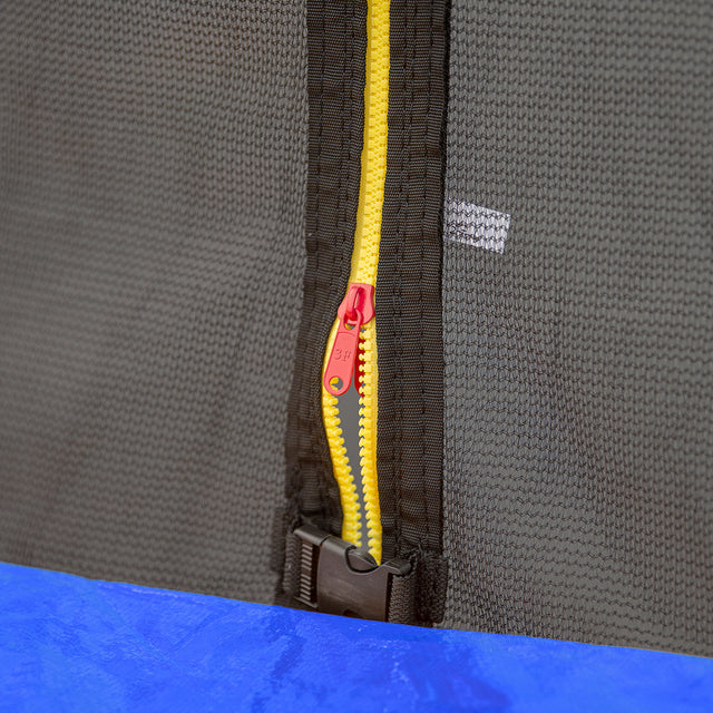 YC 14FT Trampoline with Basketball Hoop Inflator and Ladder(Inner Safety Enclosure) Blue A+B