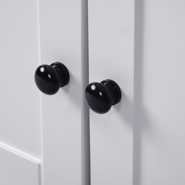 ON-TREND Hall Tree Entryway Bench with Shelves Cabinet and Four Hooks, 3-in-1 Design, White