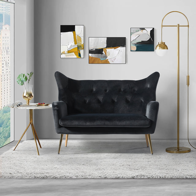 Pheneos 50" Loveseat with Tufted Wingback and Metal Legs