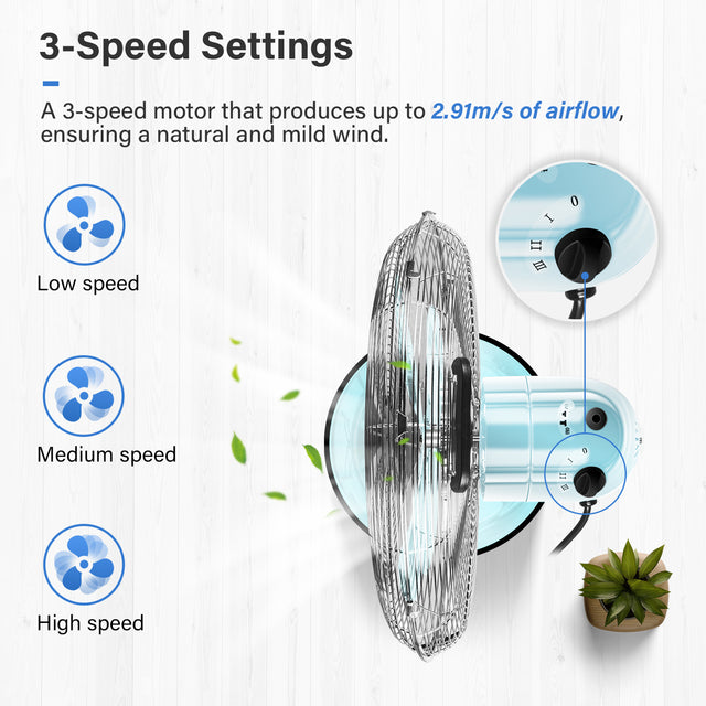 16 Inch High Velocity Stand Fan, Adjustable Heights, 75°Oscillating, Low Noise, Quality Made Fan with 3 Settings Speeds, Heavy Duty Metal for Industrial, Commercial, Residential, Color: Green