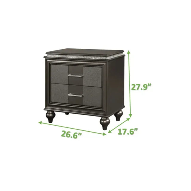 Galaxy Home Modern Ginger 2 Drawer Nightstand made with Wood in Copper