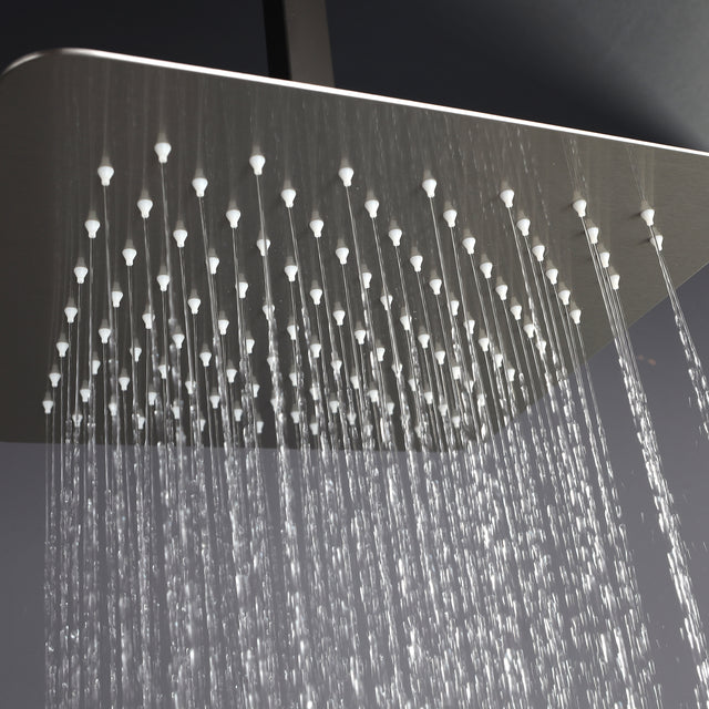 Shower Faucet Set System Ceiling Shower Faucets Sets Complet with Rough-in Valve, 10 Inches High Pressure Rain Shower Head and Handheld