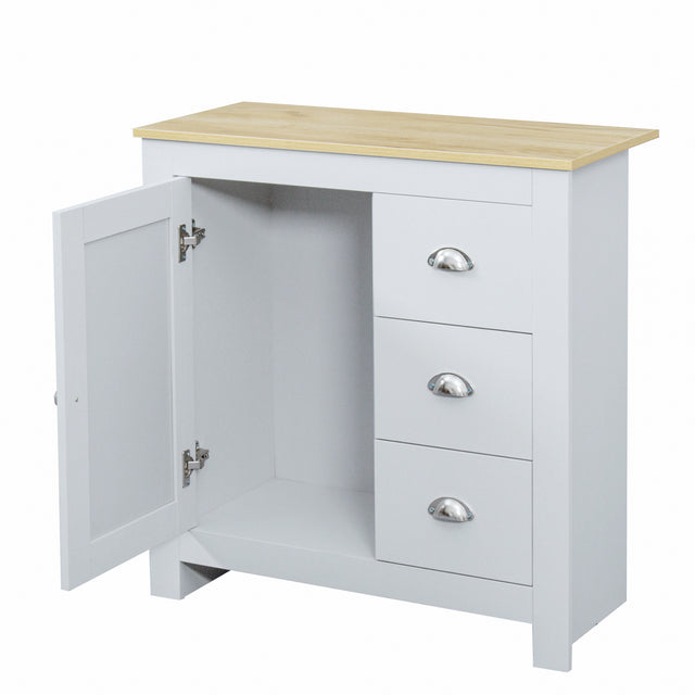 Kitchen Sideboard Cupboard , Light gray High Gloss Dining Room Buffet Storage Cabinet Hallway Living Room TV Stand Unit Display Cabinet with Drawer and 2 Doors