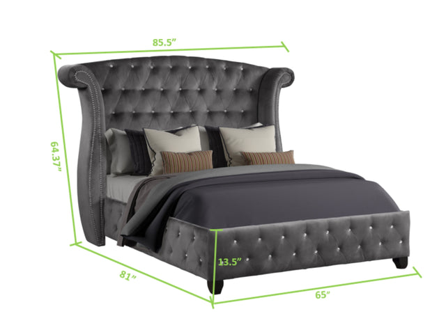 Sophia Queen 5-N Vanity Upholstery Bedroom Set Made With Wood in Gray