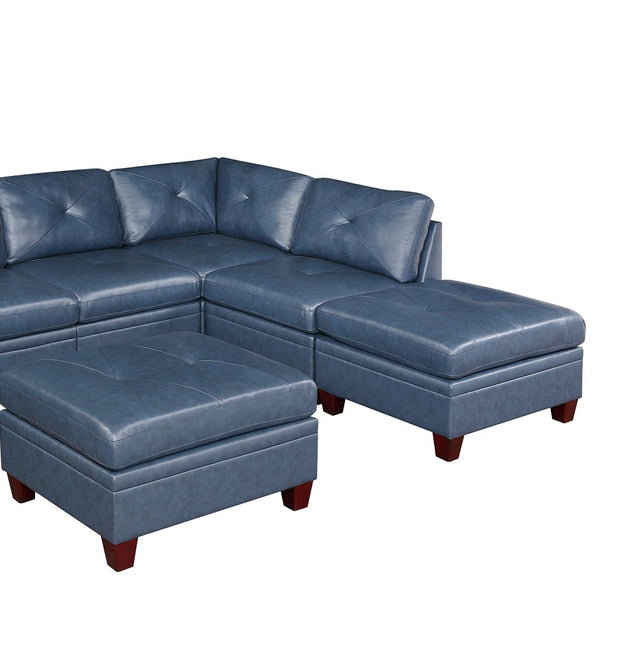 Contemporary Genuine Leather 1pc Ottoman Ink Blue Living Room Furniture