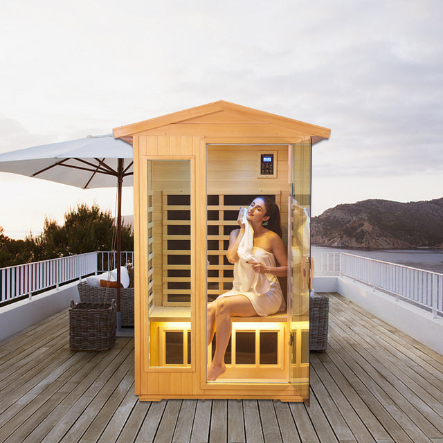 Two Person Outdoor Basswood Far Infrared Sauna Room