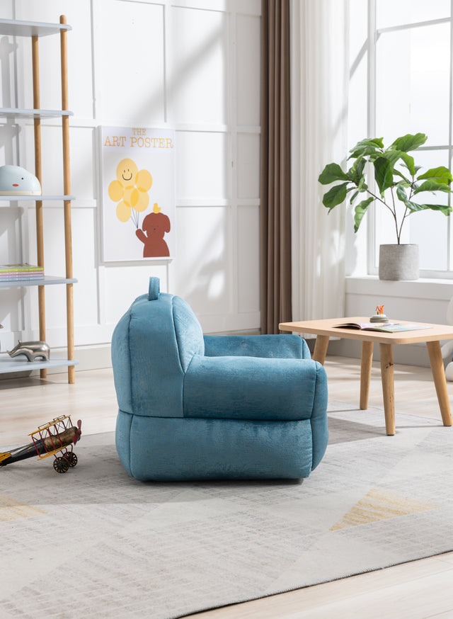 Kid's Bean Bag Chair Velvet Fabric Memory Sponge Stuffed Bean Bag Chair For Children,Blue