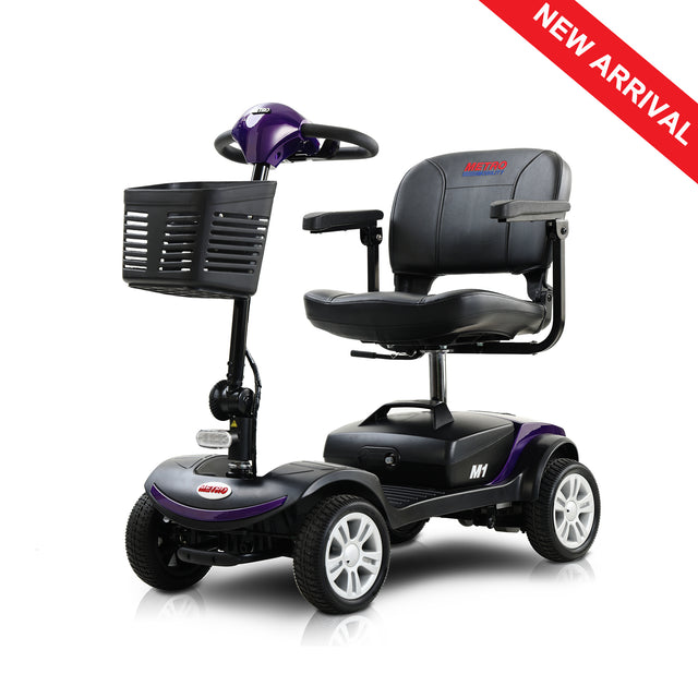 Four wheels Compact Travel Mobility Scooter with 300W Motor for Adult-300lbs, Dark Purple