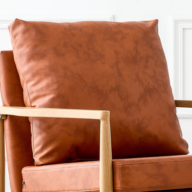 Sofa Chair Set of 2.PU Leather Accent Arm Chair Mid Century Modern Upholstered Armchair with Imitation solid wood color Metal Frame Extra-Thick Padded Backrest and Seat Cushion Sofa Chairs