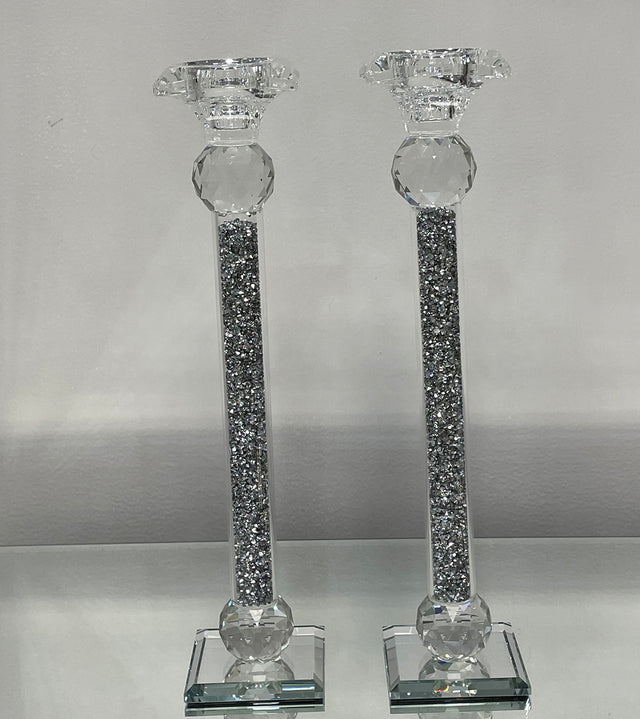 Ambrose Exquisite 2 Piece Candle Holders in Silver (Gift Box Included)