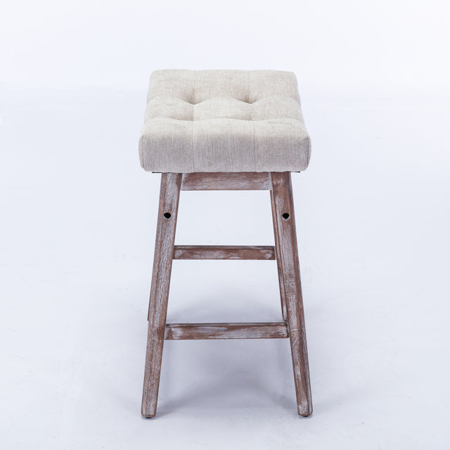 A&A Furniture,Counter Height 25" Stools for Kitchen Counter Backless Faux Leather Stools Farmhouse Island Chairs (25 Inch, Beige,Set of 2)
