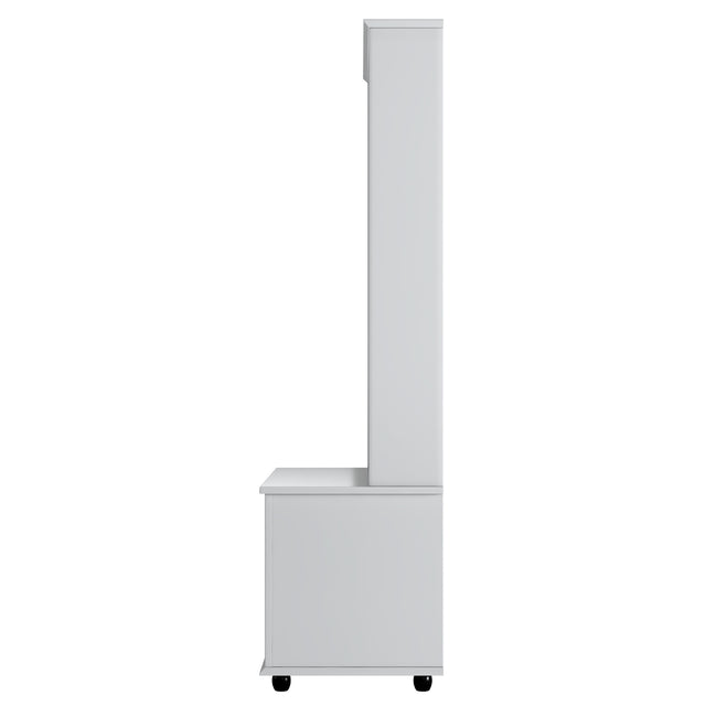 U-Can Hall Tree with 4 Hooks , Coat Hanger, Entryway Bench, Storage Bench, 3-in-1 Design, 40INCH, for Entrance, Hallway (White)