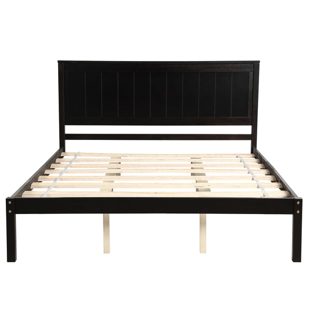 Platform Bed Frame with Headboard , Wood Slat Support , No Box Spring Needed ,Queen,Espresso(OLD SKU:WF191420AAP)