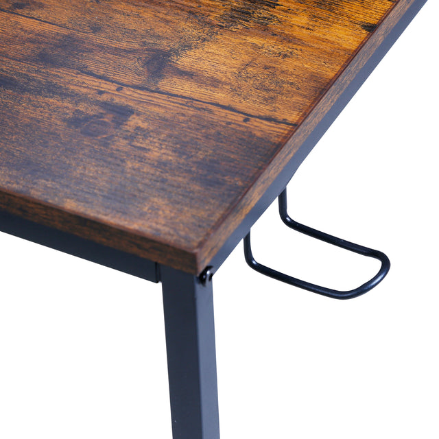 Computer Desk with Storage Shelves(Rustic Brown+Black)