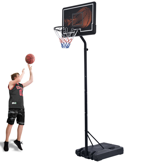 Portable Basketball Hoop & Goal, Outdoor Basketball System with 8.5-10ft Height Adjustment in 35'' Backboard for Youth