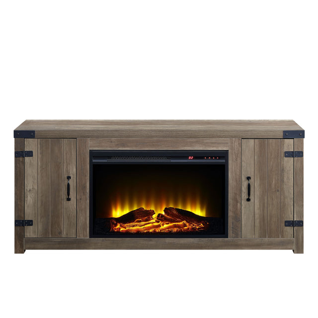 ACME Tobias Fireplace in Rustic Oak Finish AC00275