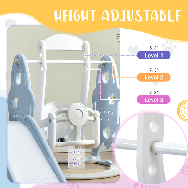 Toddler Slide and Swing Set 3 in 1, Kids Playground Climber Swing Playset with Basketball Hoops Freestanding Combination Indoor & Outdoor