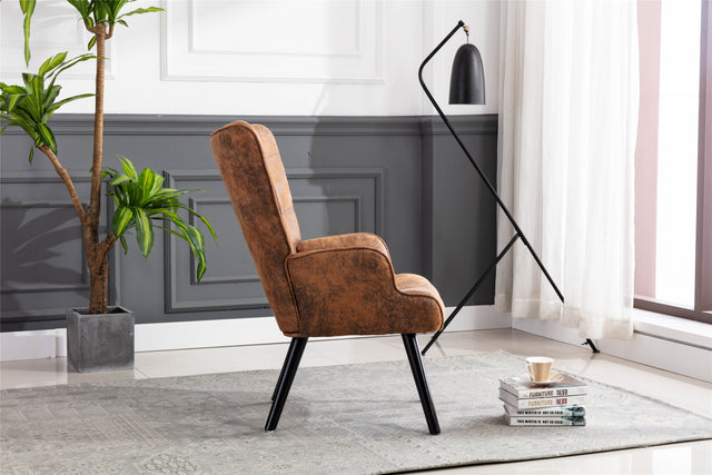 COOLMORE Accent chair Living Room/Bed Room, Modern Leisure Chair Coffee color Microfiber fabric