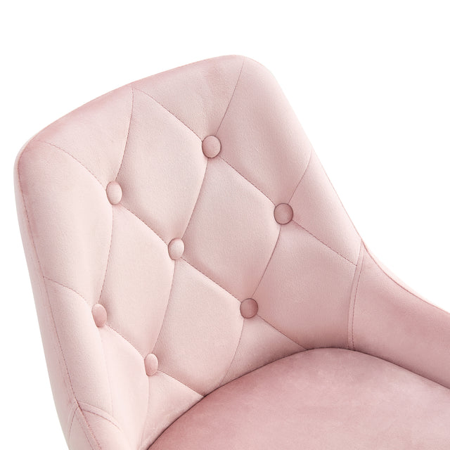 Modern Pink Velvet Dining Chairs , Fabric Accent Upholstered Chairs Side Chair with Black Legs for Home Furniture Living Room Bedroom Kitchen Dinning room(set of 2)