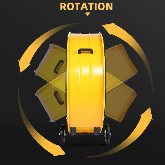 42 Inch Heavy Duty Metal Industrial Drum Fan, 2 Speed Air Circulation for Warehouse, Greenhouse, Workshop, Patio, Factory and Basement - High Velocity , Yellow