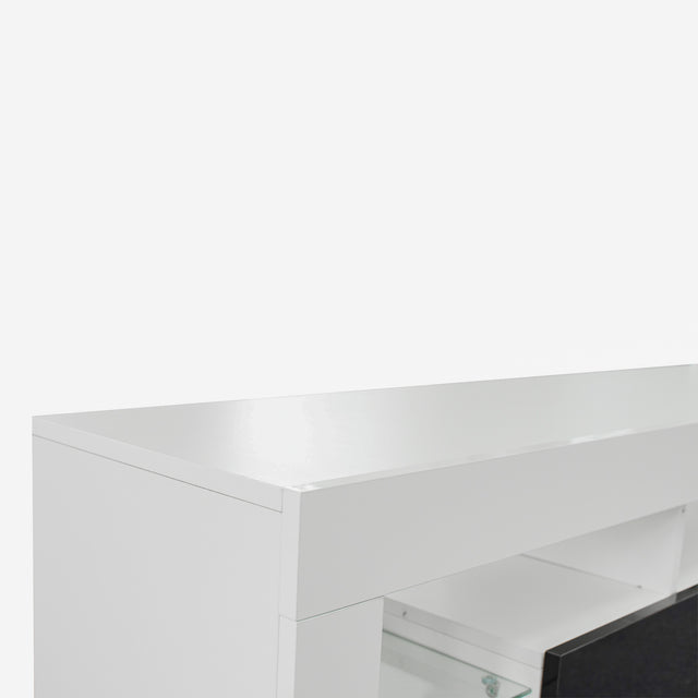 FURNITURE & TV Stand 160 LED Wall Mounted Floating 63" TV Stand (White/Black)
