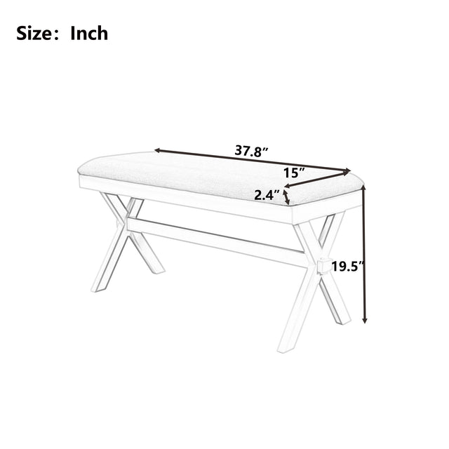 TOPMAX Farmhouse Rustic Wood Kitchen Upholstered Dining Bench,Gray Green
