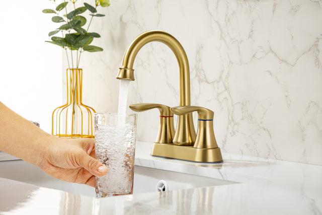 2-Handle Lavatory Faucet Brushed Nickel Bathroom Sink Faucet with Metal Pop-up Drain and Faucet Supply Lines