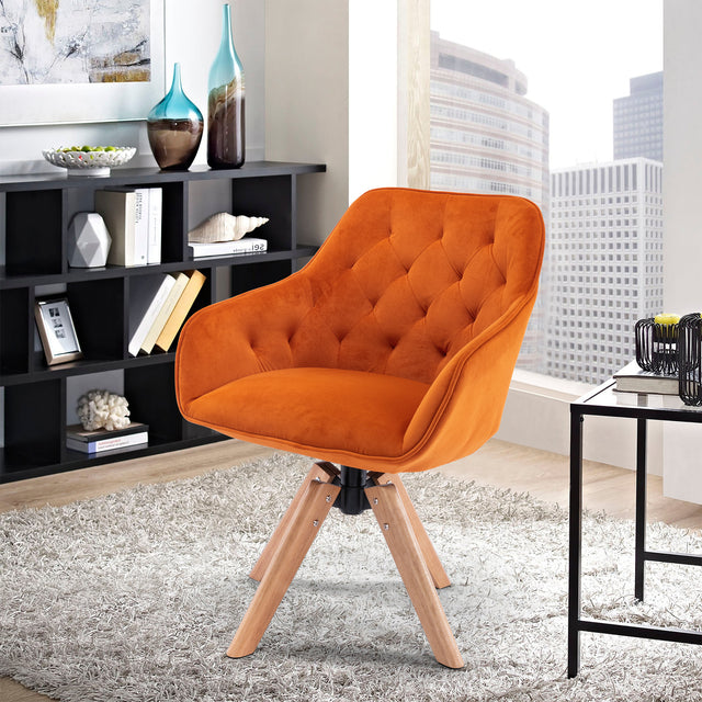 COOLMORE Solid Wood Tufted Upholstered Armless home office chair