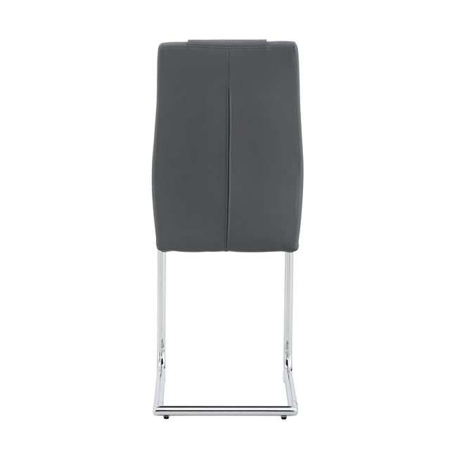 Modern Dining Chairs with Faux Leather Padded Seat Dining Living Room Chairs Upholstered Chair with Metal Legs Design for Kitchen, Living, Bedroom, Dining Room Side Chairs Set of 2 (grey+PU Leather)
