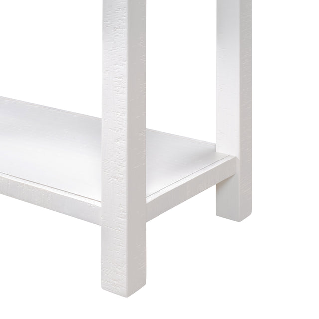 TREXM Rustic Brushed Texture Entryway Table Console Table with Drawer and Bottom Shelf for Living Room(Ivory White)