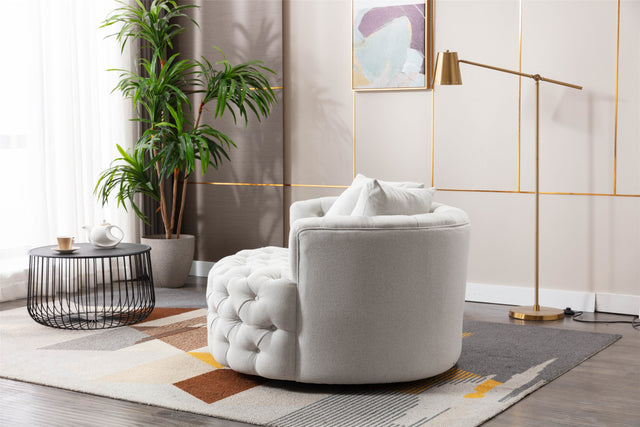 Coolmore Modern Akili swivel accent chair barrel chair for hotel living room / Modern leisure chair Beige