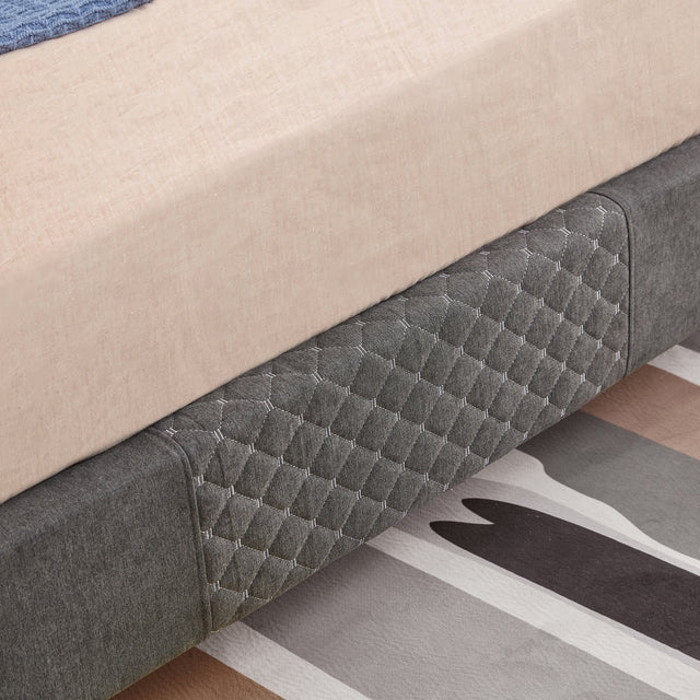 Queen Size Velvet Upholstered Tufted Platform Bed Frame / Mattress Foundation / Wood Slat Support / No Box Spring Needed / Easy Assembly, Queen, Platform Bed Only, Dark Grey