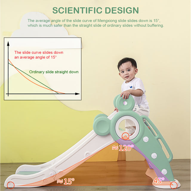 Children\'s Folding Slides with Stairs, Outdoor Small Children\'s Slide Toys Multifunctional Toys,Green/ Toddler Folding Slide Plastic Kids Slide for Toddlers Age 1-3 Indoor Slide Children Climber To