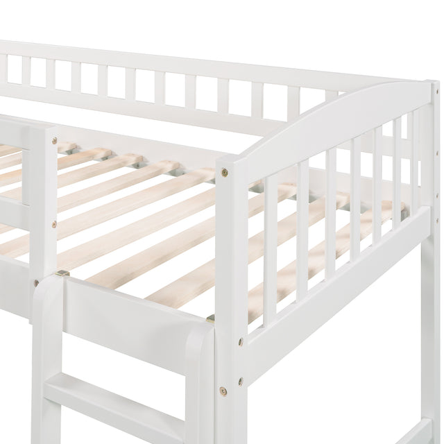 Twin size Loft Bed with Slide and Ladder, White(OLD SKU: LP000504AAK)