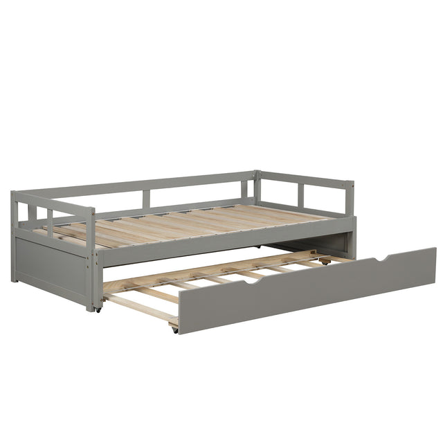 Extending Daybed with Trundle, Wooden Daybed with Trundle, Gray