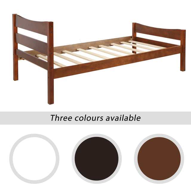 【Not allowed to sell to Walmart】Twin Size Wood Platform Bed with Headboard and Wooden Slat Support (Walnut)