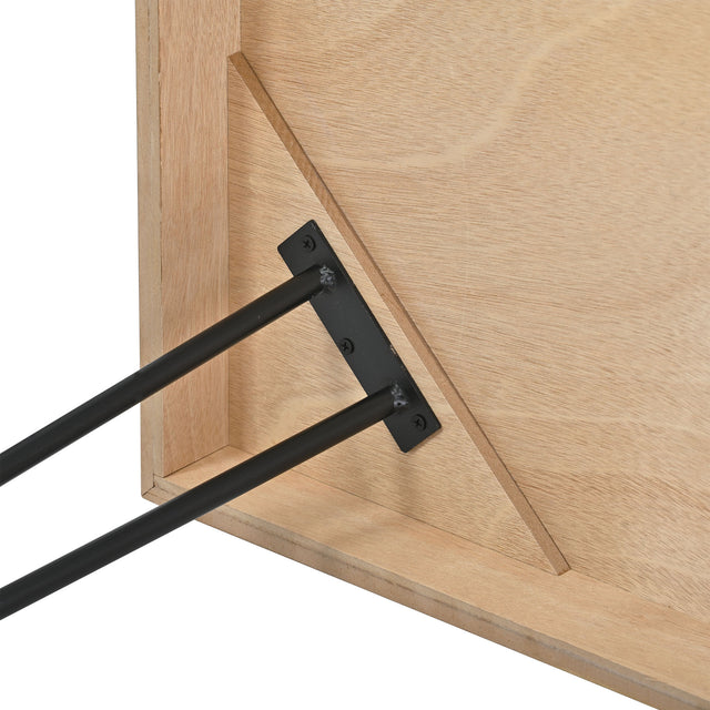 ON-TREND Modern Coffee Table, Easy Assembly Tea Table, Thicken Cocktail Table with w/Chevron Pattern & Metal Hairpin Legs for Living Room, Ash Wood Finished