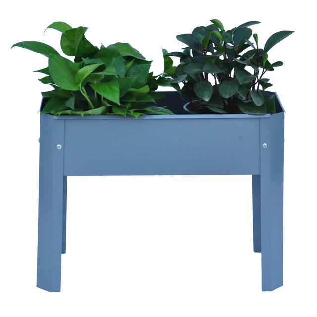 Elevated garden bed, metal elevated outdoor flowerpot box, suitable for backyard and terrace, large flowerpot, suitable for vegetable and flower(Grey*2)